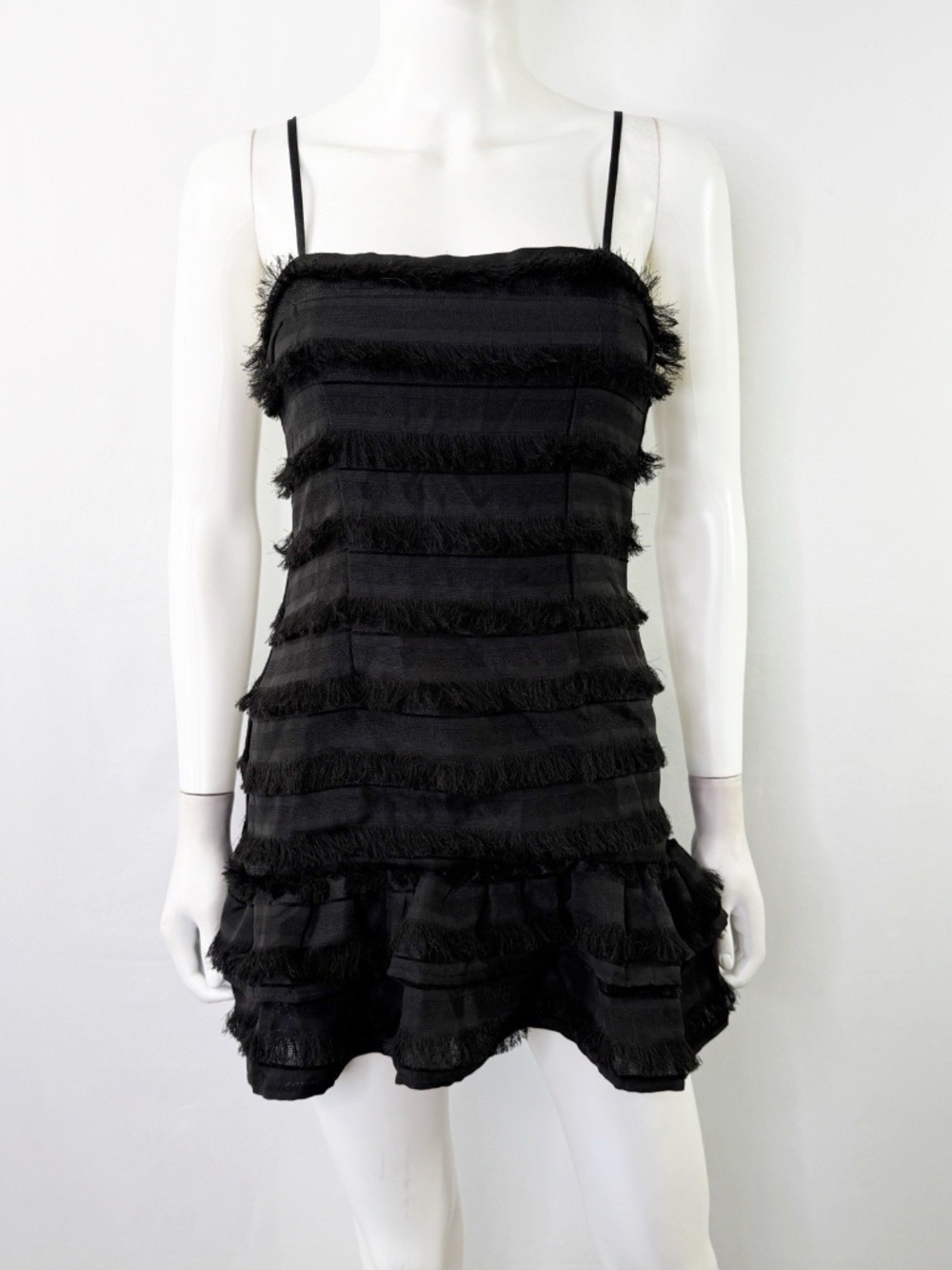 Princess Polly Molina Black Ruffle Mini Dress Size 2 Casual Formal Cocktail